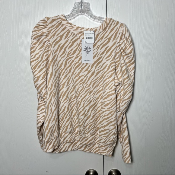 Sundays Lia Sweatshirt- Zebra Print (Tan & White) Size 4-6 NWT - Picture 3 of 9